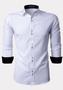 Imagem de Camisa Masculina Blusa Social Manga Longa Slim Branco Casual Confortável (Branca)