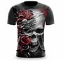 Imagem de Camisa Masculina Estampa de Caveira 3D Rosas Skull Camiseta Casual