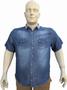 Imagem de Camisa masculina jeans stone manga curta plus site 28531 com 2 bolsos frontais