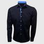 Imagem de Camisa Masculina Manga Longa Slim Preto