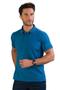 Imagem de Camisa Masculina Polo Manga Curta Meia Malha Azul Petróleo