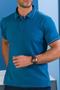 Imagem de Camisa Masculina Polo Manga Curta Meia Malha Azul Petróleo