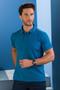 Imagem de Camisa Masculina Polo Manga Curta Meia Malha Azul Petróleo