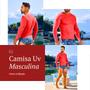 Imagem de camisa masculina térmica manga longa proteção solar uv malha fria camiseta slim moda praia fitness lisa