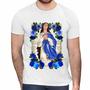 Imagem de Camisa Nossa Senhora da Conceição Religiosa Flores Azuis