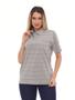 Imagem de Camisa Polo Feminina Oversized Listrada Cinza J10