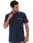 Imagem de Camisa Polo Masculina Bolso Retilínea Algodão Marinho