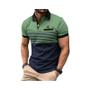 Imagem de Camisa Polo Masculina de Golfe - Manga Curta, Bloco Colorido e Bolso Peitoral