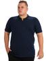 Imagem de Camisa Polo Plus Size Masculina Anistia com Zíper e Punho Marinho