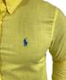 Imagem de Camisa Ralph Lauren Masculina Custom Fit Classic Amarelo Logo Azul