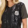 Camisa Santos Chess Feminina Cinza e Preta - Braziline Imagem de Camisa Santos Chess Feminina Cinza e Preta