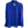 Imagem de Camisa Sedosa com Renda Azul Royal da Aladiah - Tam 46