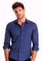 Imagem de Camisa Sergio K Masculina Slim Fit Tricoline Azul