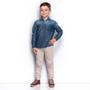 Imagem de Camisa Social Juvenil Menino Jeans Degradê Bolso Casual