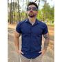 Imagem de Camisa Social Lisa Masculina Manga Curta Slim Fit