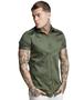 Imagem de Camisa Social Lisa Masculina Manga Curta Slim Fit