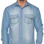 Imagem de Camisa Social Manga Longa Slim Jeans Leve Bolsos Casual