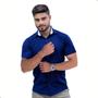 Imagem de Camisa Social Masculina Manga Curta Tricoline Slim Fit Azul Marinho