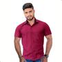 Imagem de Camisa Social Masculina Manga Curta Tricoline Slim Fit Marsala