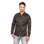 Imagem de Camisa Social Masculina Manga Longa Sarja Camuflada Militar Verde Militar/Preto GG