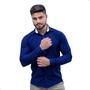 Imagem de Camisa Social Masculina Manga Longa Slim Fit Azul Marinho