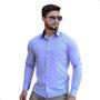 Imagem de Camisa Social Masculina Manga Longa Tricoline Slim Fit Lilas