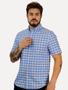 Imagem de Camisa Tommy Hilfiger Masculina Manga Curta Regular Small Check Xadrez Azul