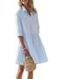 Imagem de Camisa, vestido, chouyatou, listrado, com botões, azul, XL