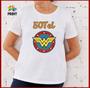 Imagem de Camiseta Adulto 50tei Mulher Maravilha Est. Vermelho Dourado - Aniversário 50 anos Zlprint