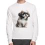 Imagem de Camiseta Algodão Cachorro Shih Tzu Filhote Manga Longa - Foca na Moda