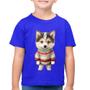 Imagem de Camiseta Algodão Infantil Cachorro Husky Siberiano Natalino - Foca na Moda