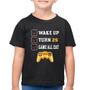 Imagem de Camiseta Algodão Infantil Wake Up, Turn 25, Game All Day - Foca na Moda