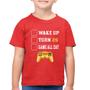 Imagem de Camiseta Algodão Infantil Wake Up, Turn 25, Game All Day - Foca na Moda