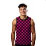 Imagem de Camiseta Algodão Regata Verão Estilo Moda Praia Xadrez Rosa Preto Enigma 521