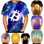 Imagem de Camiseta Bitcoin Com Estampa 3D Unissex Manga Curta Pulôver De Verão Engraçado Para Homens Mulheres