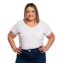 Imagem de Camiseta  Blusa De Malha Para Uniforme  Feminina Gola Em V Moda Blusinhas Roupas Plus Size Atacado KIT 4