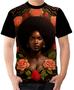 Imagem de Camiseta Camisa Ads  Mulher Negra Cabelo Afro Flores 2