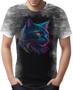 Imagem de Camiseta Camisa Estampada T-shirt Face Gato Neon Felino 6