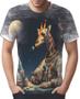 Imagem de Camiseta Camisa Tshirt Animal Girafa Astronauta Lua Marte