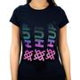 Imagem de Camiseta Casual HUPI Triple Feminina Babylook Preto