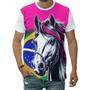 Imagem de Camiseta Cavalo Animal Fazenda Agro Bandeira Brasil Campo