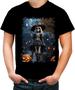 Imagem de Camiseta Colorida Bruxa Caveira Halloween 9