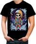 Imagem de Camiseta Colorida Caveira Infantil Estilosa Unif 6