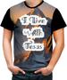 Imagem de Camiseta Colorida I live With Jesus Biblia Gospel 1