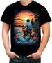 Imagem de Camiseta Colorida Pesca Esportiva Pôr do Sol Peixes 15