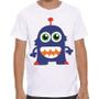 Imagem de Camiseta curta espevitados branco infantil estampado monstrinho robô azul