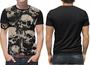 Imagem de Camiseta de caveira rock moto Masculina adulto Roupas cinza