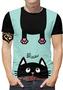 Imagem de Camiseta de Gato Masculina Blusa Animal Preto