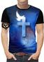 Imagem de Camiseta de Jesus Gospel Criativa Masculina Blusa Cruz