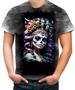 Imagem de Camiseta Desgaste La Catrina Mexicana Dama Esqueleto 15